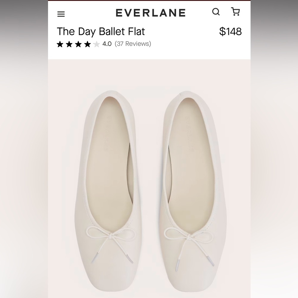 *New* Everlane white leather ballet flats